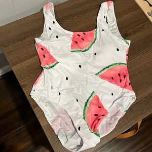 White watermelon one piece bathing suit